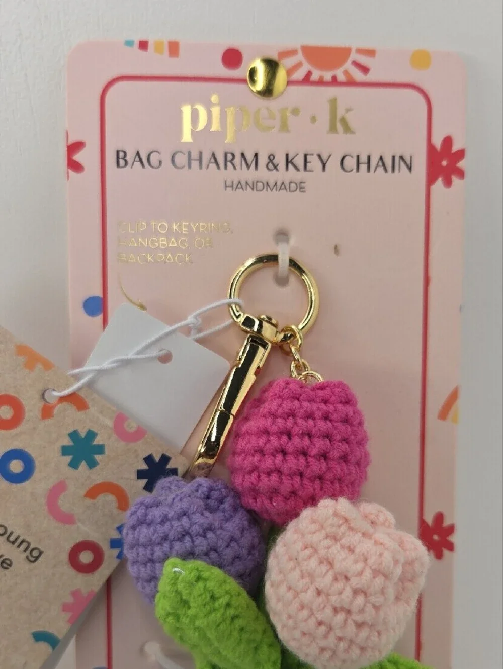 💙▪️Piper K ▪️Uk Exclusive Crochet Flowers Blue Watering Can Bag Charm Key Chain